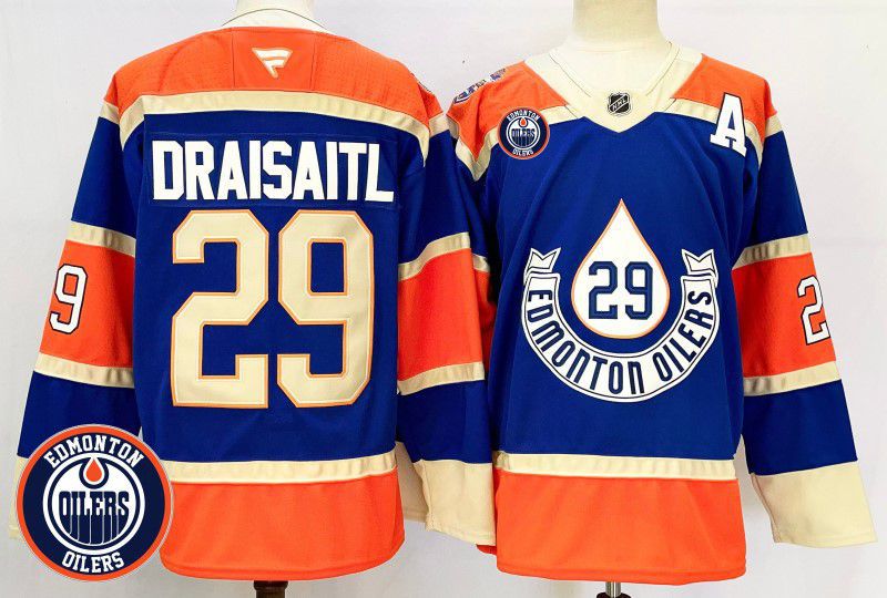 Men Edmonton Oilers 29 Draisaitl Blue Fanatics 2025 NHL Jersey style 1